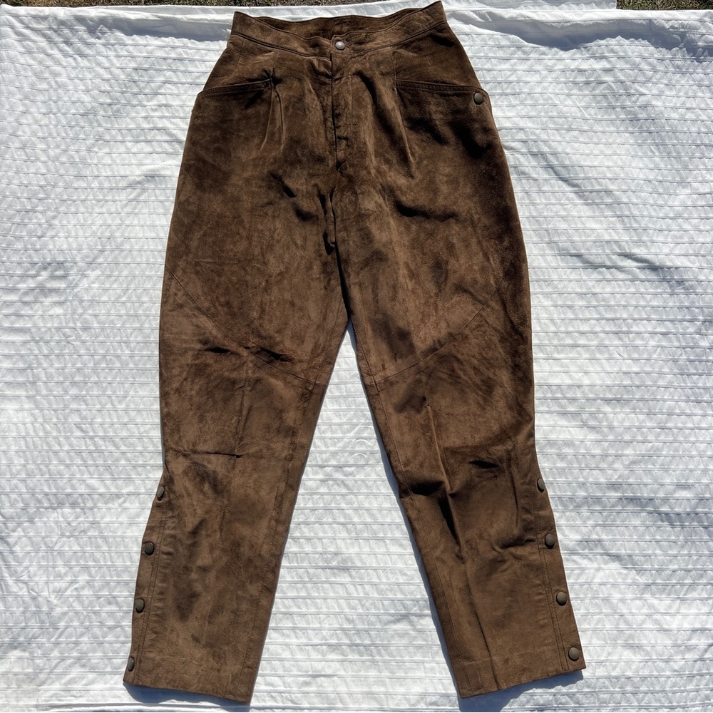 VTG 80s Danier High Waisted Suede Leather Pants, 10